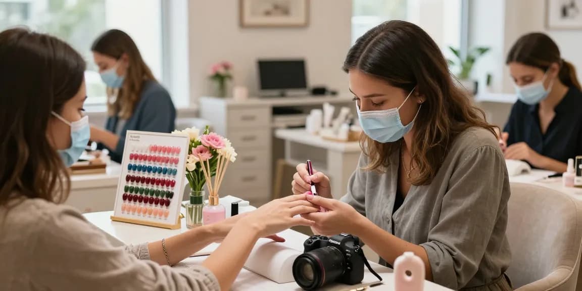 Paradise Nail Beauty salon showcasing a hygienic manicure service with vibrant polish colors and elegant décor.