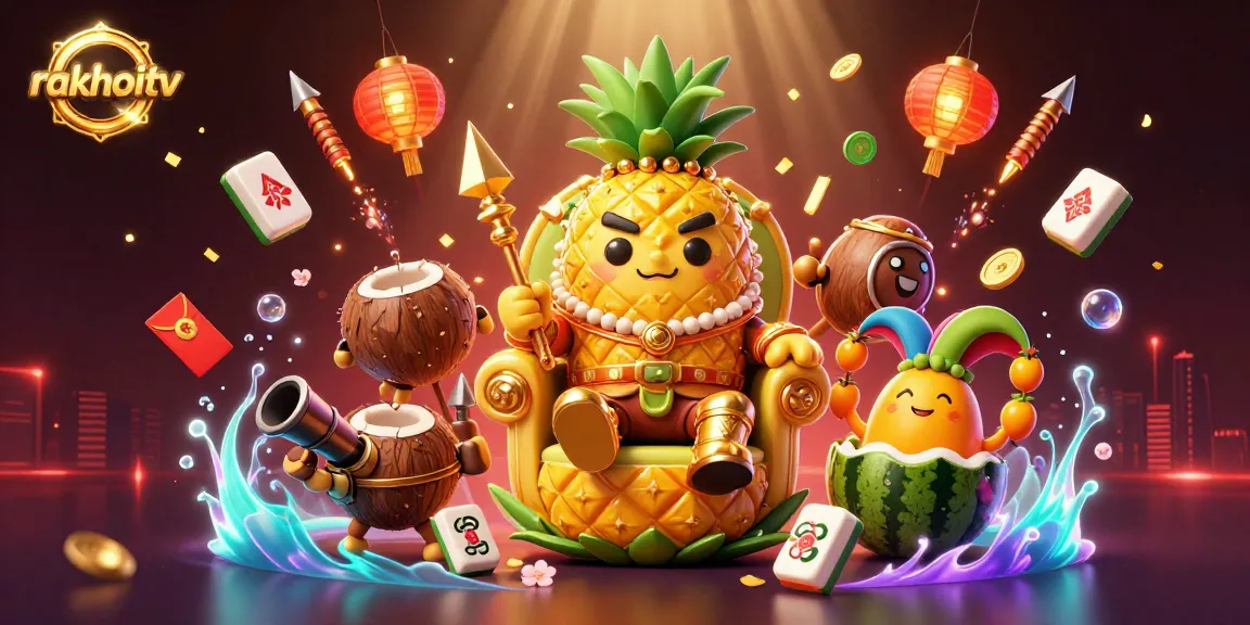 Experience the thrill of rakhoitv with golden pineapple king and vibrant casino elements.