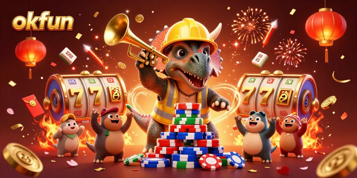 OKFUN offers players immersive slot game experiences through vibrant, celebratory illustrations.