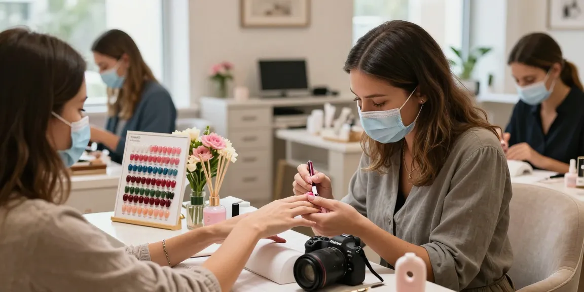 Paradise Nail Beauty salon showcasing a hygienic manicure service with vibrant polish colors and elegant décor.