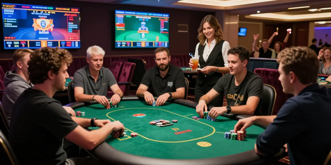 Situs Poker Online Resmi Domino88 players enjoying a thrilling game in a vibrant casino setting