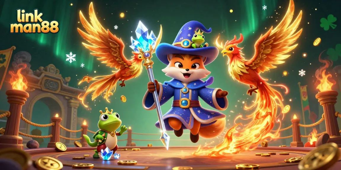 Engage with link man88 for thrilling casino adventures featuring a wizard fox and phoenix.