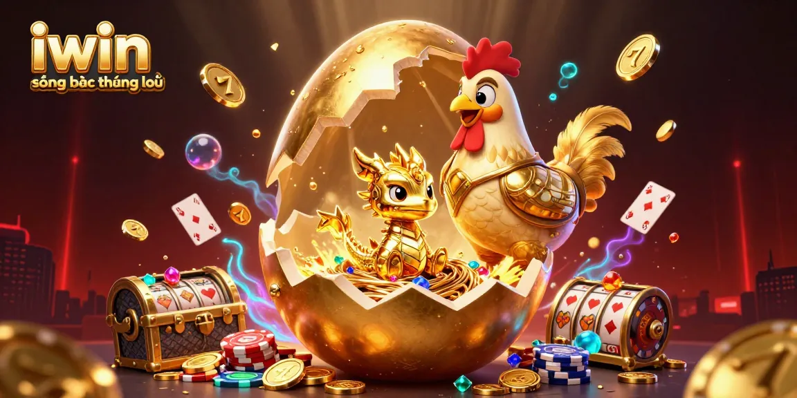 Experience the thrill at iwin sòng bạc thượng lưu, featuring a golden dragon and vibrant casino elements.