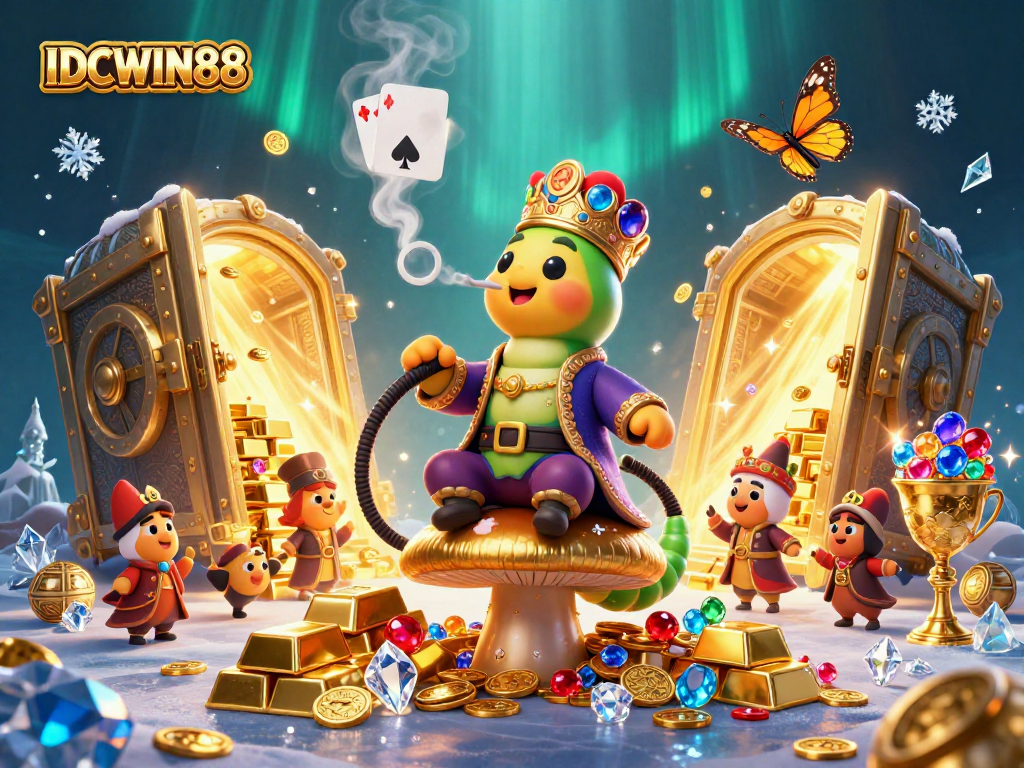 Engage with thrilling slots experience on IDCWIN88, robust visuals of casino gold and gems.