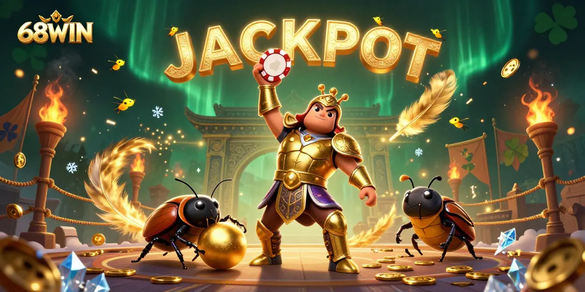 Experience the thrill at 68WIN, where the jackpot comes alive with dynamic characters and vibrant gaming elements.