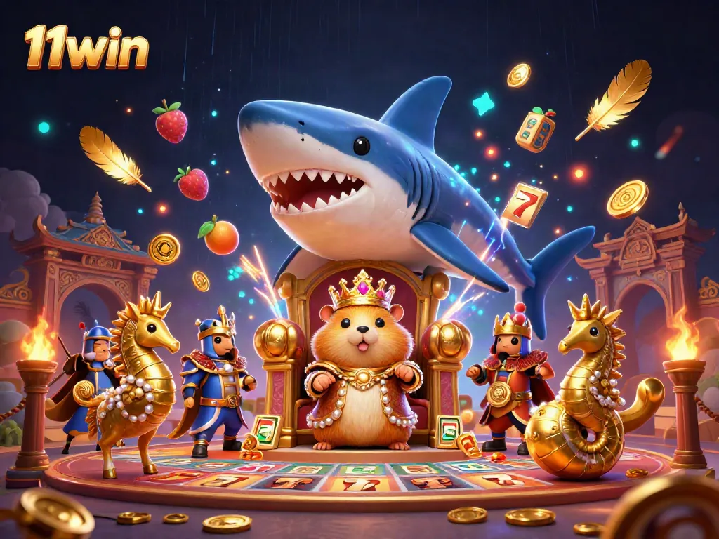 Experience thrilling jackpot action with 11win's vibrant casino world featuring unique characters and elements.