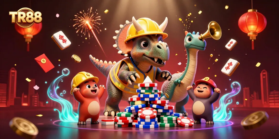 TR88 enhances betting excitement with a vibrant casino celebration, showcasing gaming elements and festivities.