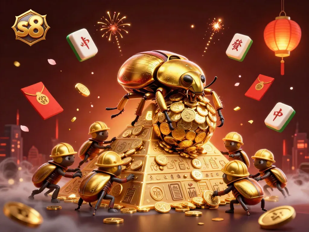 Experience exciting gameplay with S8's vibrant casino-themed illustration featuring enthusiastic gaming elements.