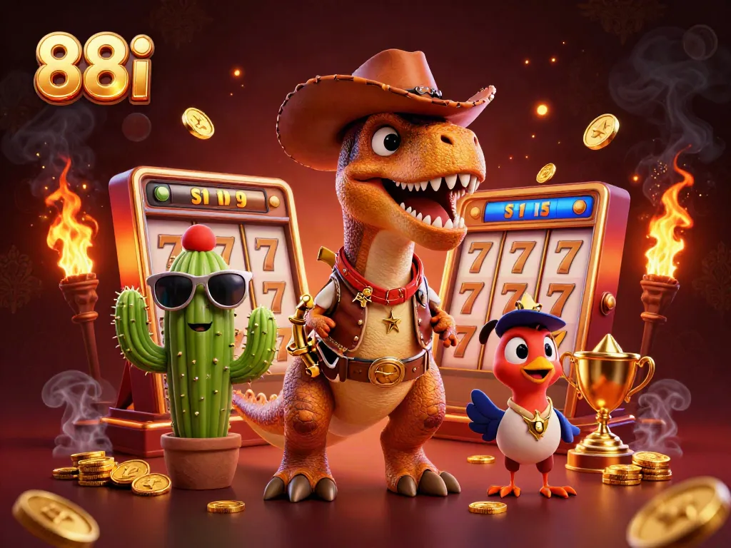 Experience ultimate excitement at 88i with thrilling slots and a trophy-winning dinosaur charm.
