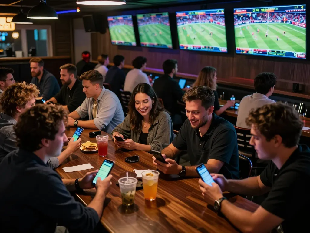 Godendo delle scommesse sportive in un vivace locale con app di bookmaker non AAMS in uso