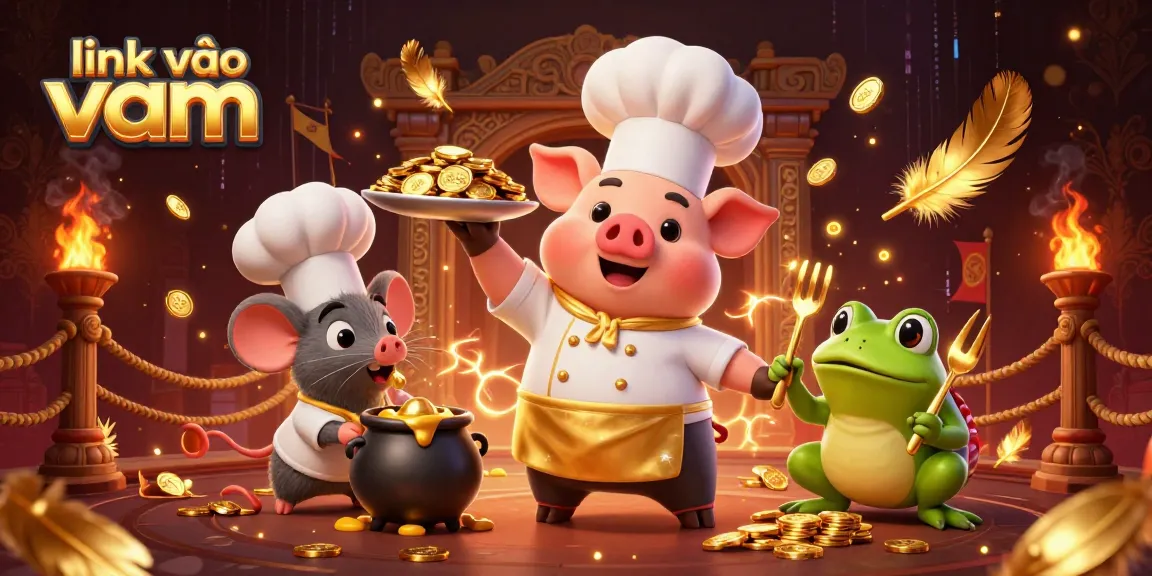Place bets and win at link vào vmax, showcasing engaging characters and dynamic gold coin elements.
