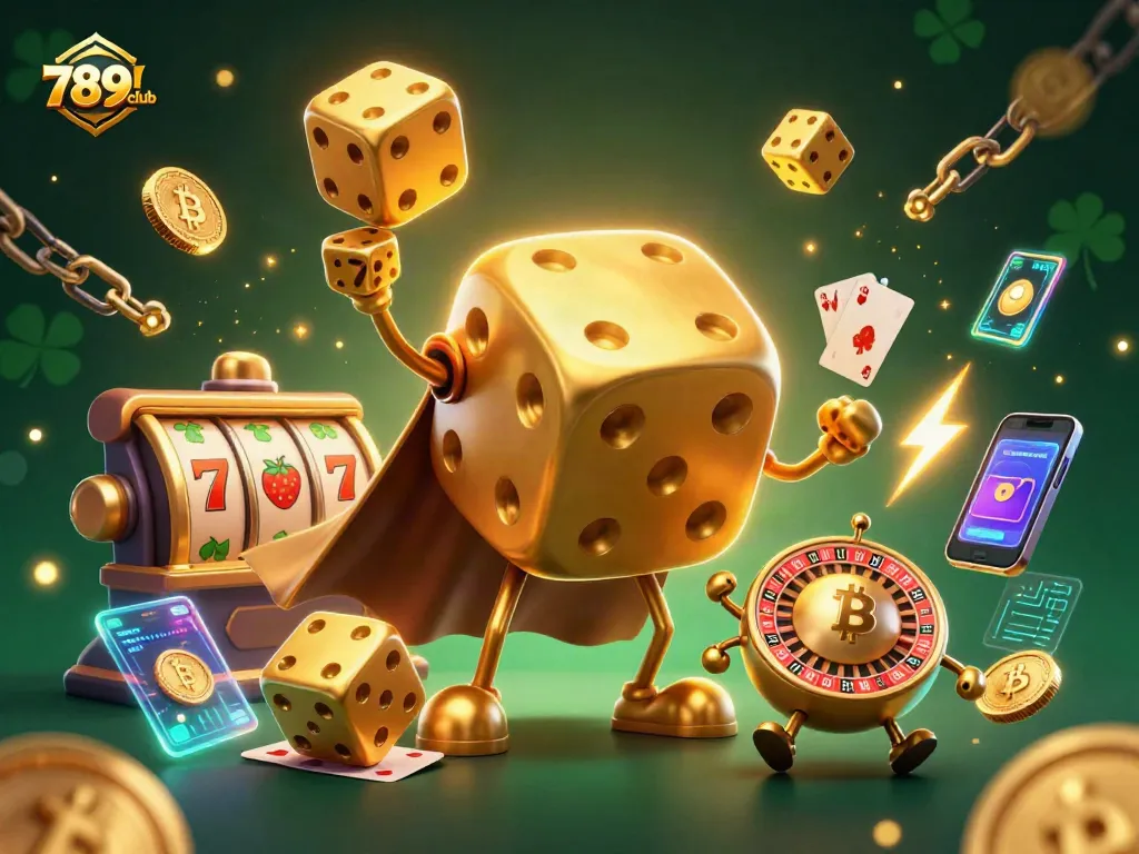 Experience the thrilling excitement of 789club with interactive golden dice and slot reels!