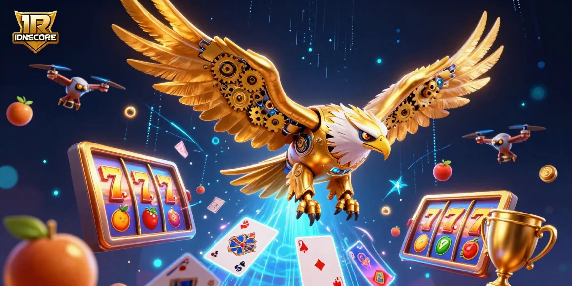 Experience the thrilling excitement of IDNSCORE, showcasing dynamic slot games with vivid holographic elements.