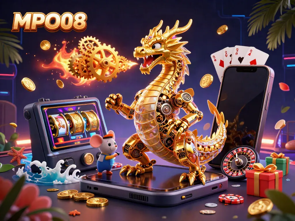 MPO08's golden dragon and mouse engineer ignite excitement, showcasing dynamic slot games.