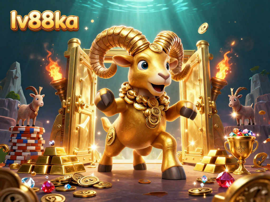 Experience thrilling wins with lv88ka in an exciting 3D casino scene bursting with treasures.