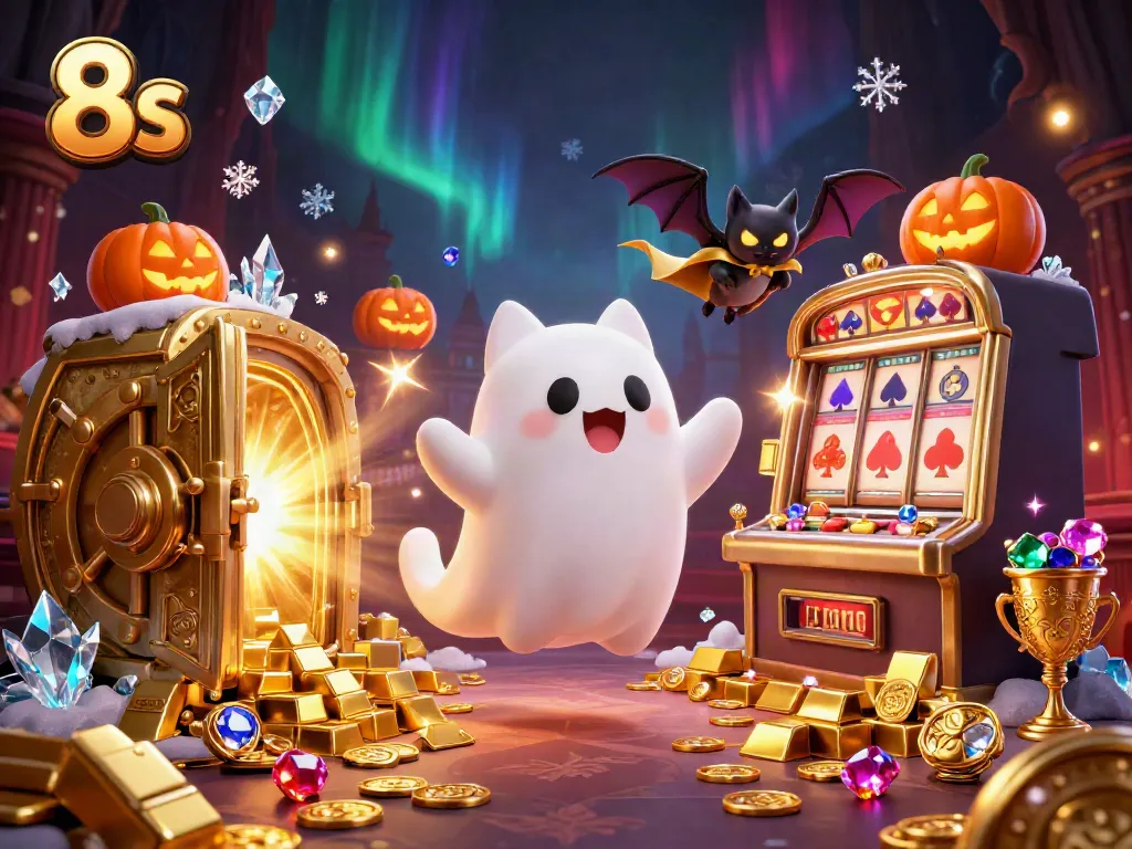 Join the haunted casino fun with 8s as a ghost cat and bat companion reveal hidden treasures!