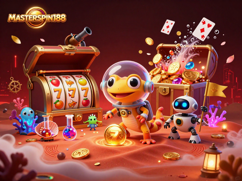 Immerse in the thrilling MASTERSPIN188 casino experience with this vibrant Martian adventure scene.