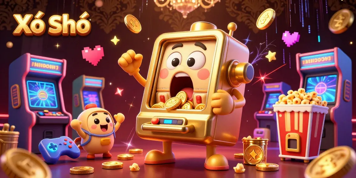Xổ Số slot machine celebrates a jackpot among cheering baby machines and popcorn partner