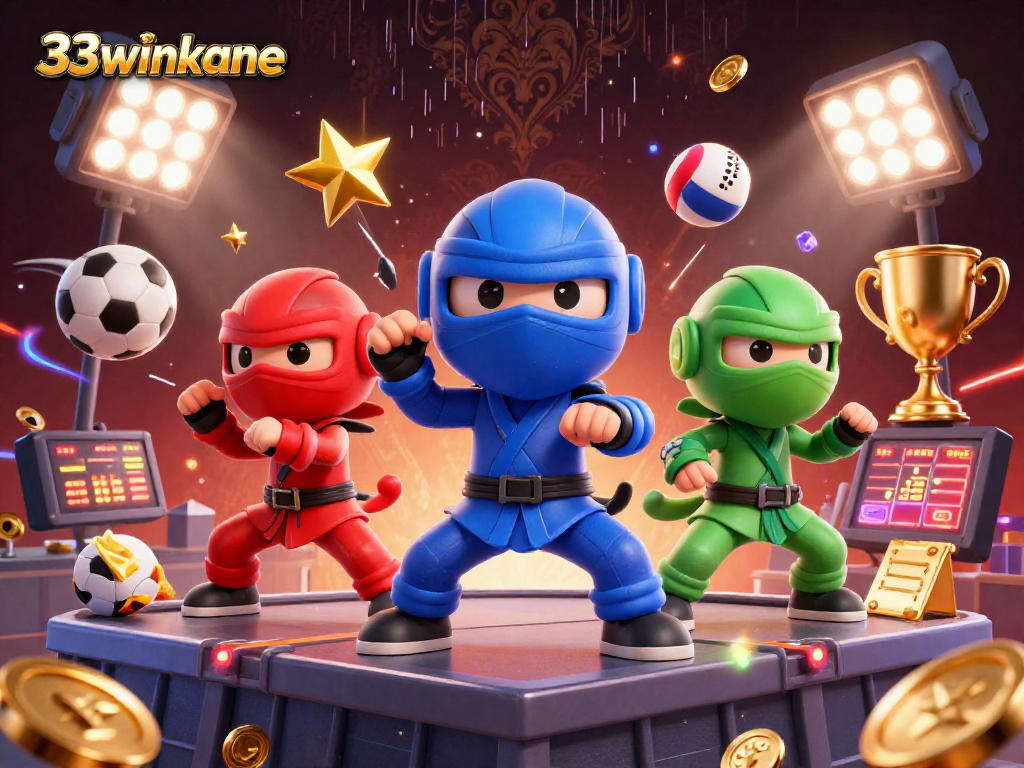 Experience excitement at 33winkane with cartoon chameleons showcasing some thrilling sports betting action.