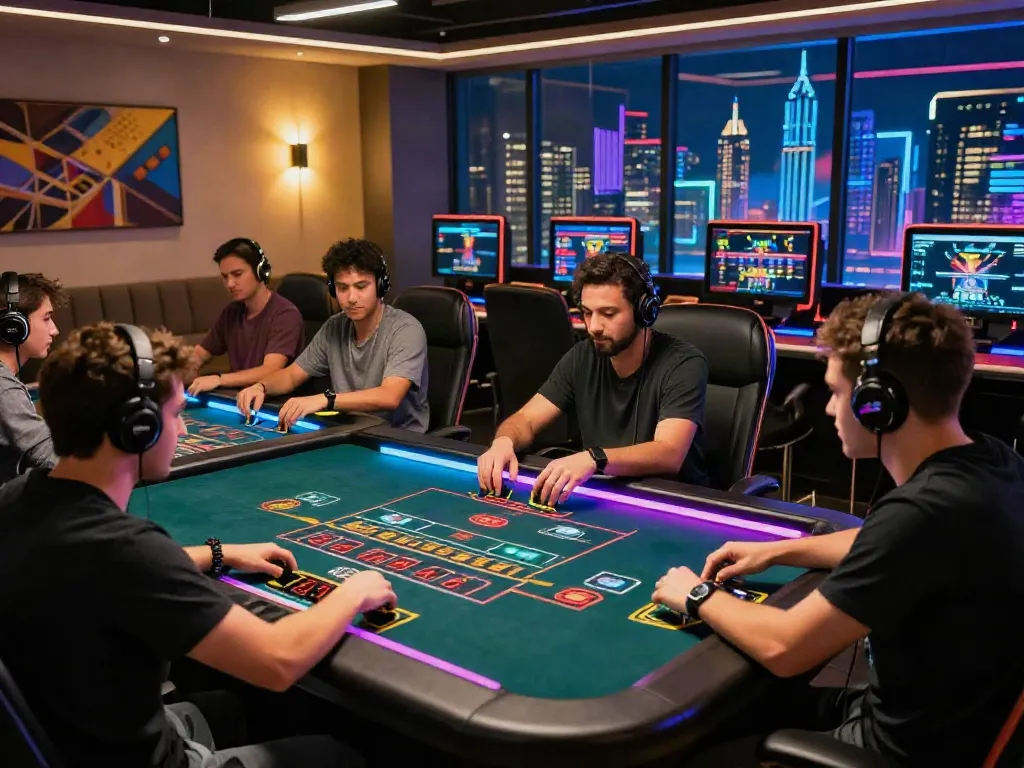 Players enjoying a thrilling live casino experience at RED88 in a vibrant gaming environment.