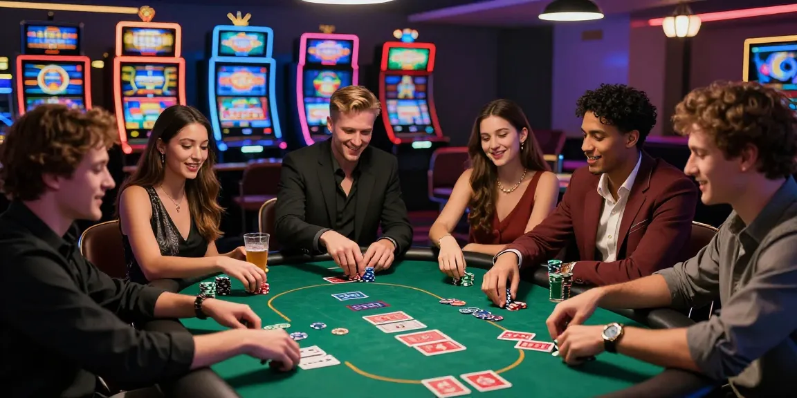 Link tantegacor88 dalam suasana kasino yang meriah, teman-teman bermain poker dengan antusias.
