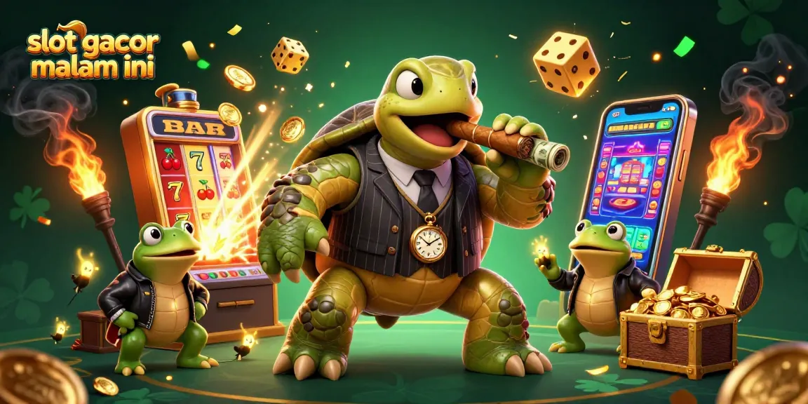 Engage with slot gacor malam ini in a vibrant 3D casino scene featuring adventurous characters and dynamic gaming elements.