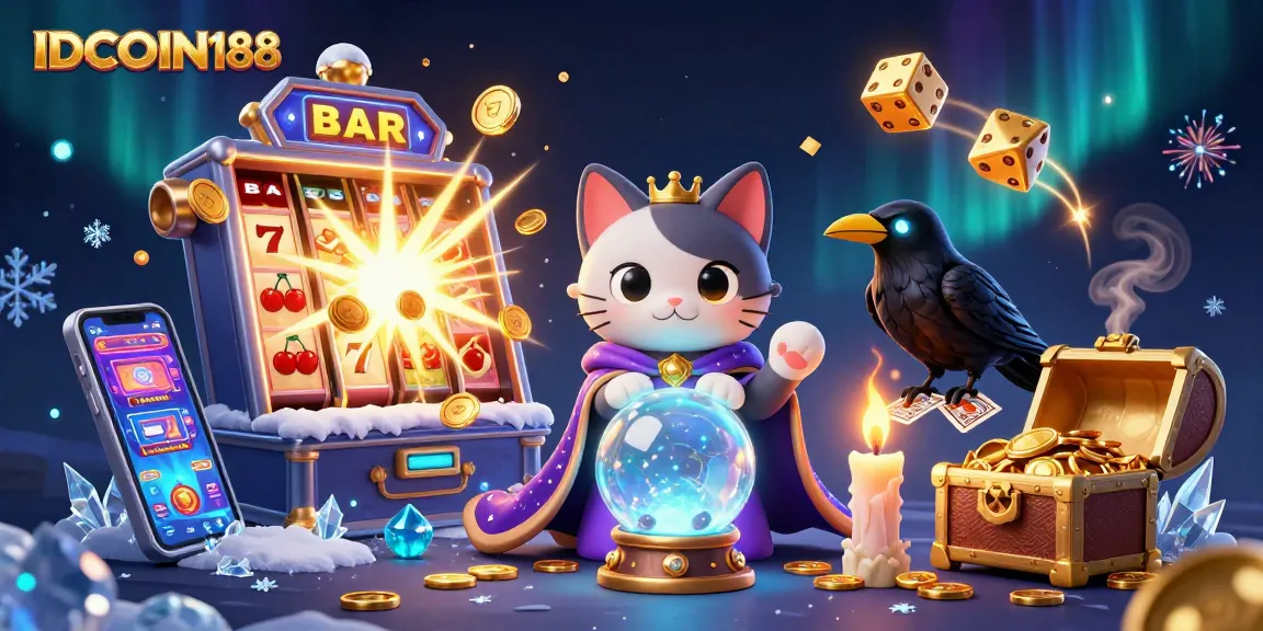 Experience the vibrant celebration of wins at IDCOIN188 with a magical 3D casino scene.