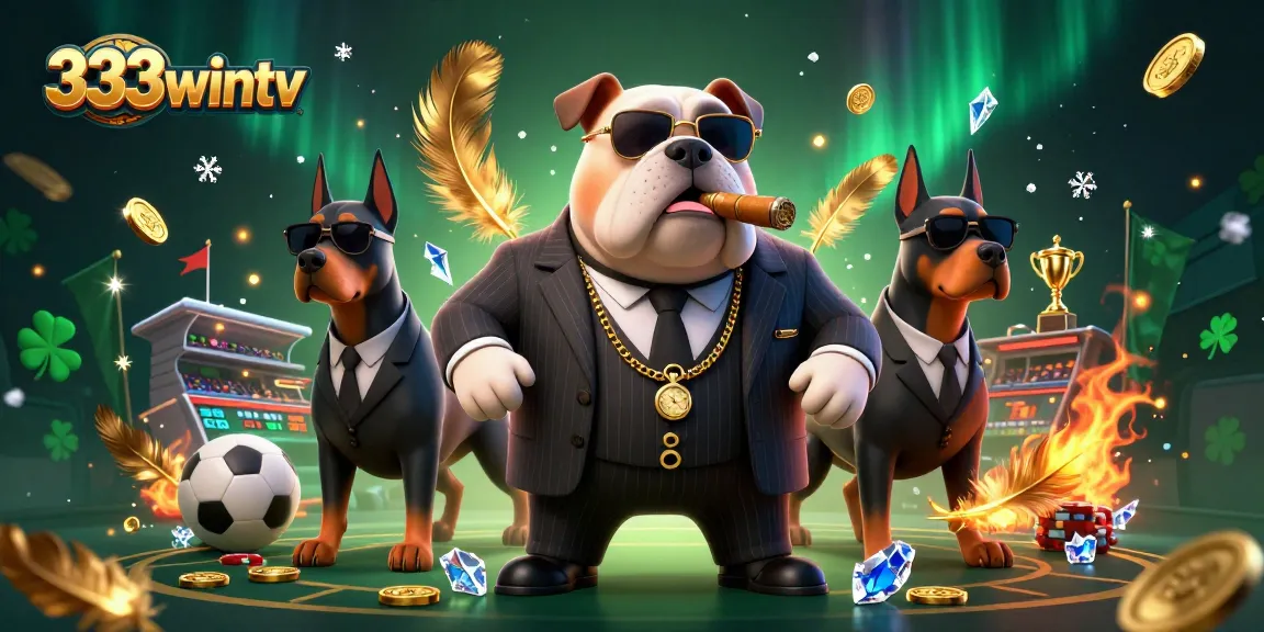 Engage with thrilling sports betting experiences at 333wintv with vibrant dog mascots and dynamic elements.