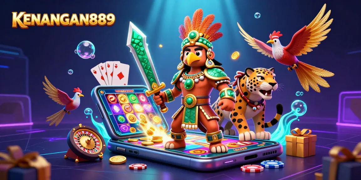 Experience vibrant gaming excitement at KENANGAN889 with dynamic slot games and lively characters in action.