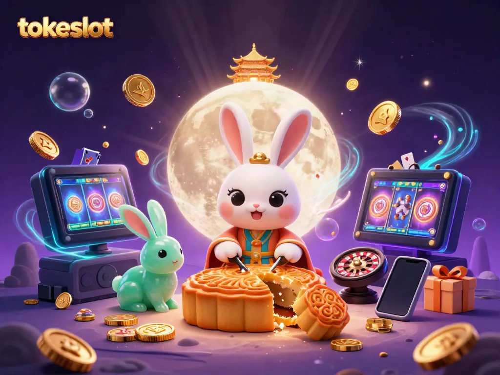 Experience winning with tokeslot in vivid 3D illustration showcasing dynamic casino gaming elements.