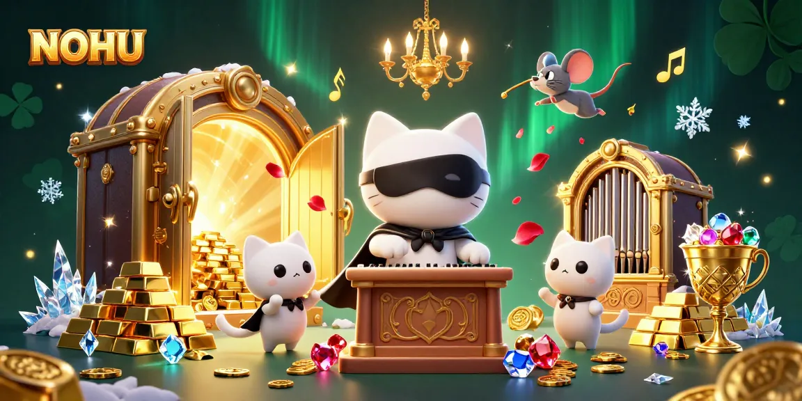 Experience excitement with NOHU while exploring rich casino treasures and animated characters.