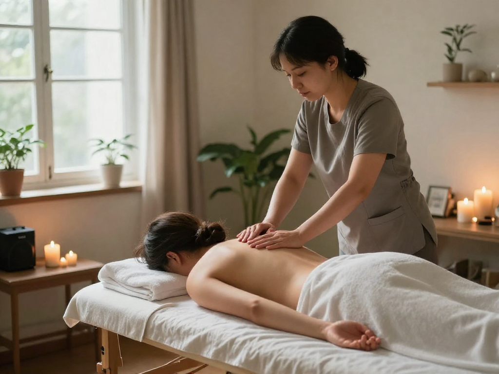Relaxing 광명출장마사지 experience in a cozy home setting with soothing ambiance.