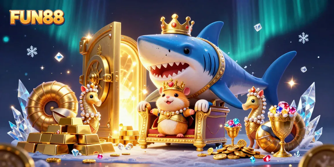Engage with FUN88's vibrant casino adventure, featuring a golden hamster king and treasures galore.