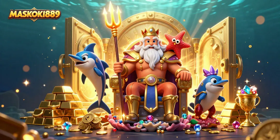 Experience thrilling gameplay with MASKOKI889 as the sea king Neptune reigns over a treasure-filled casino.