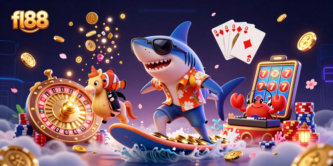 Experience the thrill of fl88 with a vibrant 3D casino scene full of action and excitement.