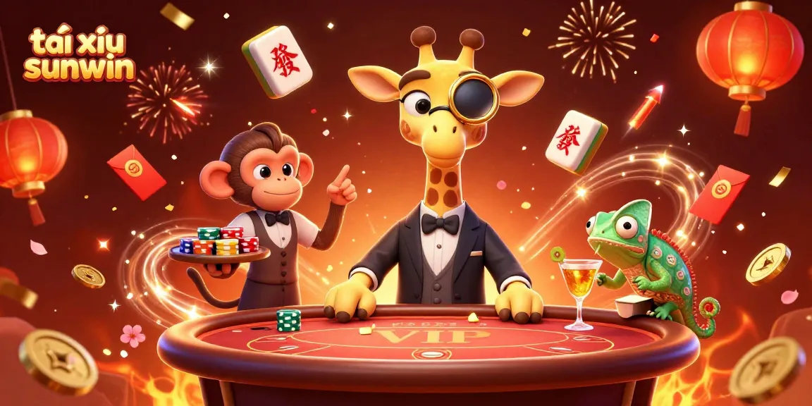 Experience the thrill of tài xỉu sunwin in this vibrant and colorful casino scene with fun characters and dynamic elements.