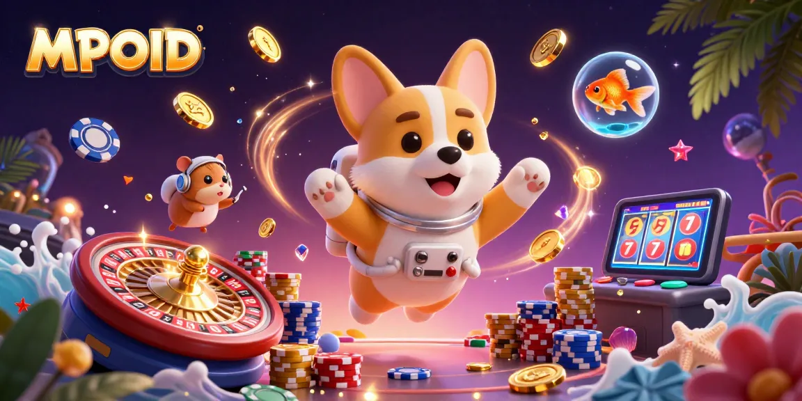MPOID platform offers players engaging gaming experiences with a cartoon astronaut corgi in a space casino.