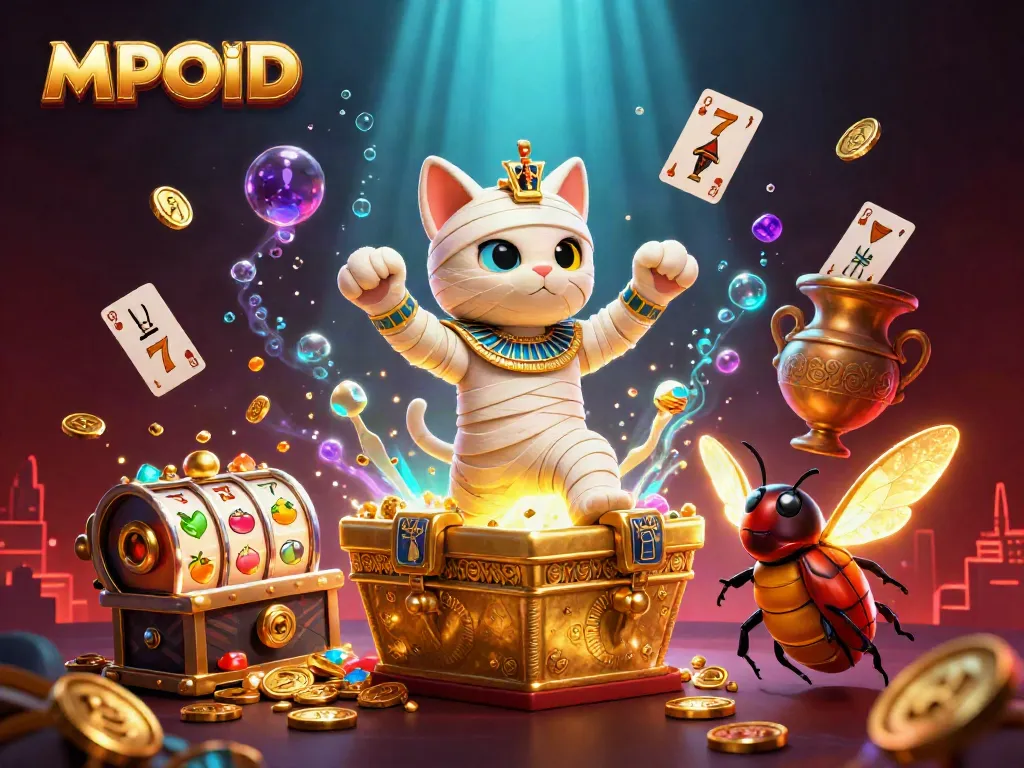 Experience MPOID's thrilling gaming adventure with a mummy cat and golden slots!