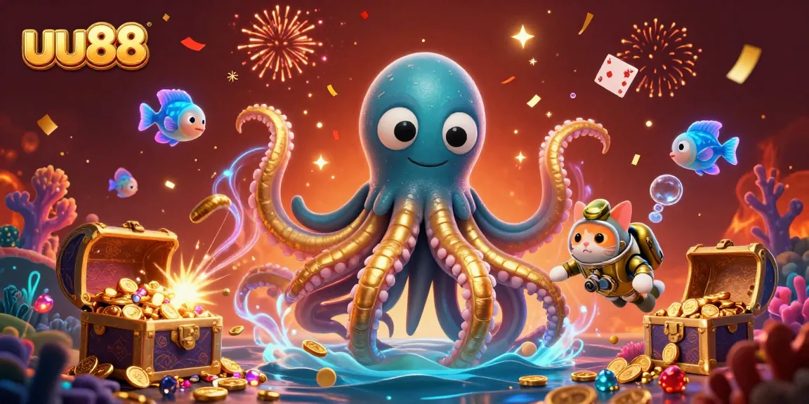 Engage with the thrilling world of uu88 as a kraken reveals treasures amidst a vibrant casino scene.