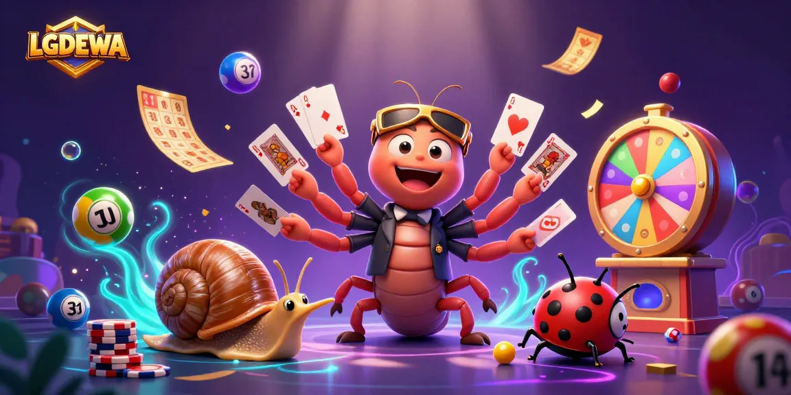 LGODEWA showcases a vibrant casino-themed environment with a millipede dealer and colorful game elements.