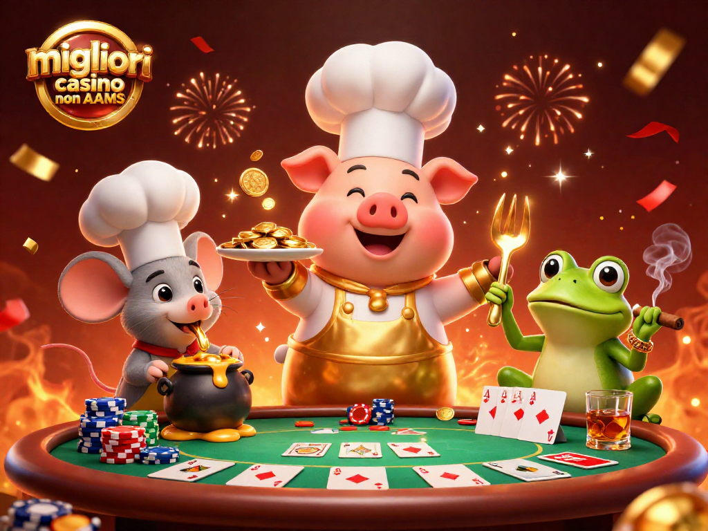 I migliori casino non AAMS presentano un'illustrazione vibrante con animali e elementi di gioco.