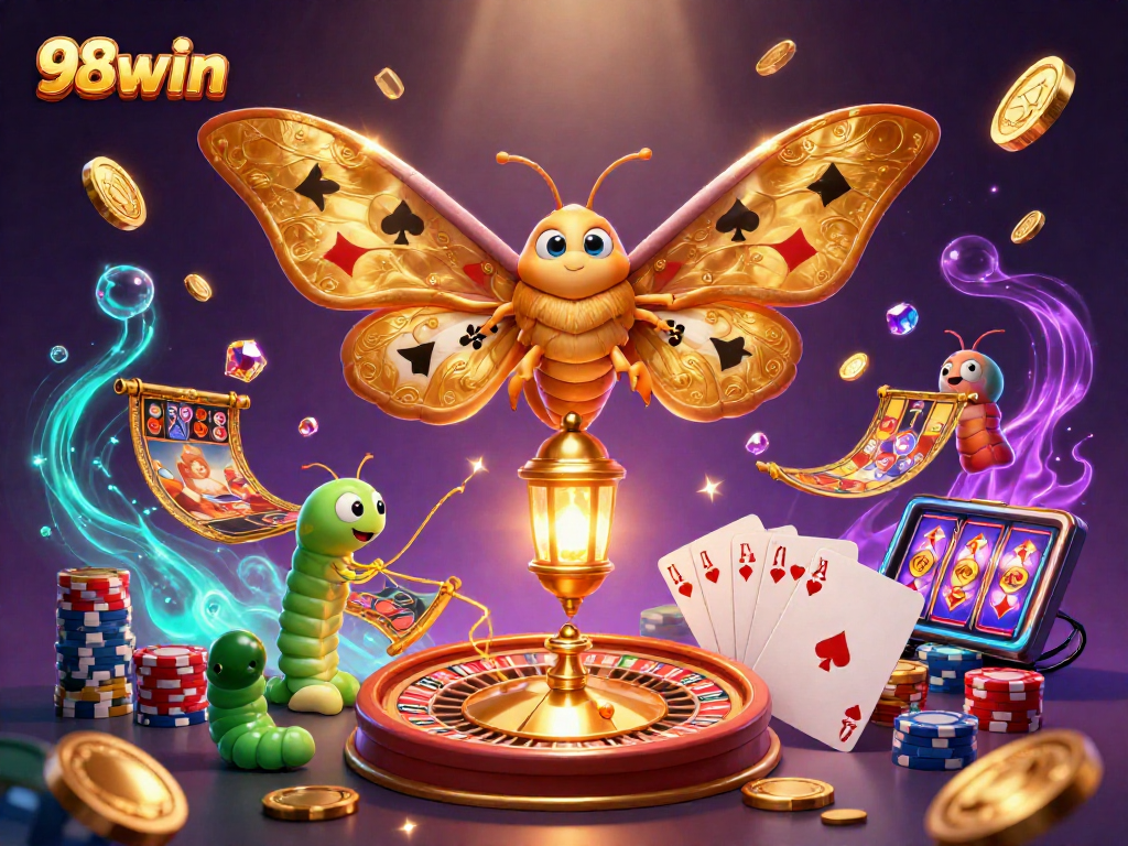 Experience thrilling wins and vibrant games at 98win casino with a dazzling 3D illustration.