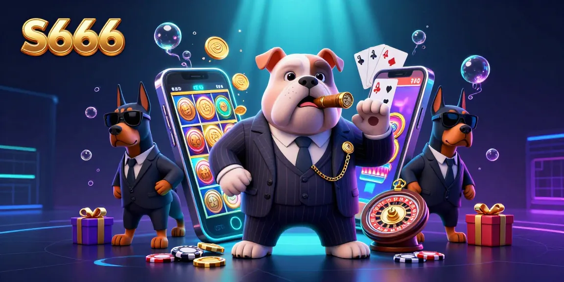 Bet big with S666 in an exciting casino scene filled with vibrant gaming elements.