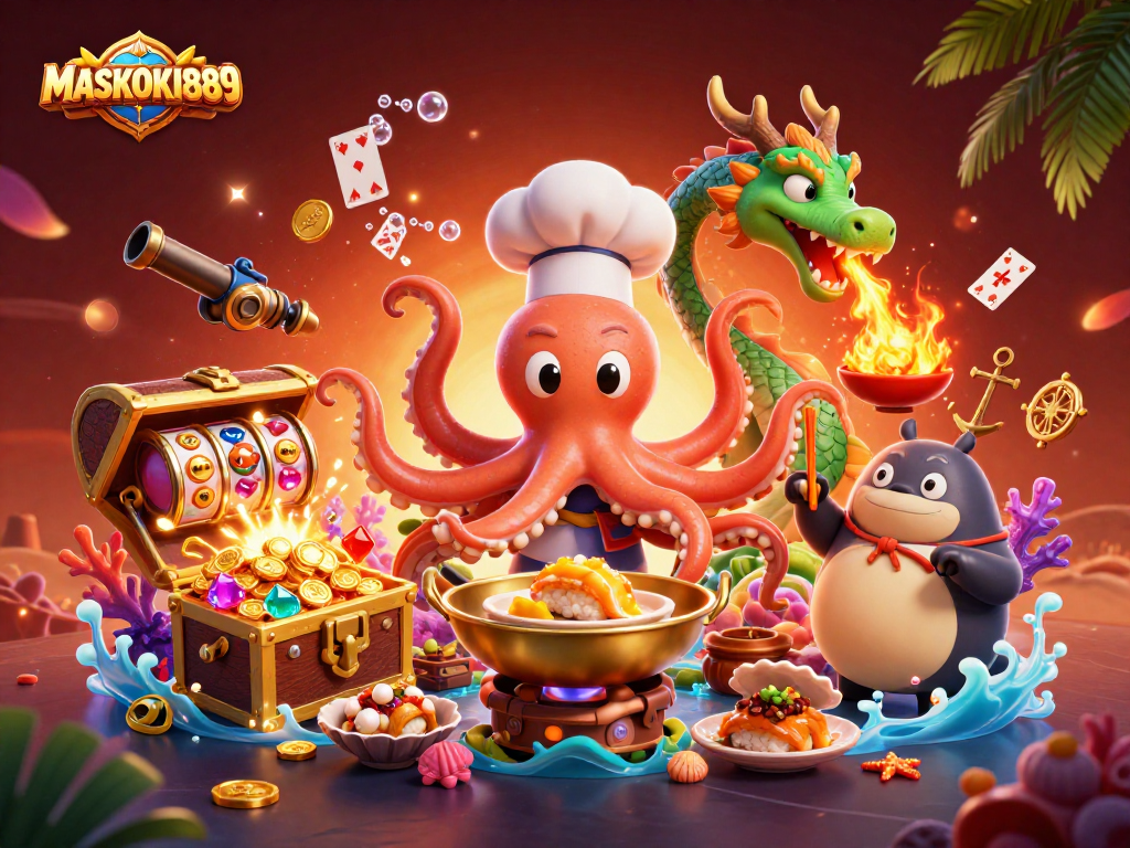 Engage in thrilling wins with MASKOKI889, featuring vibrant characters and dynamic gaming elements.