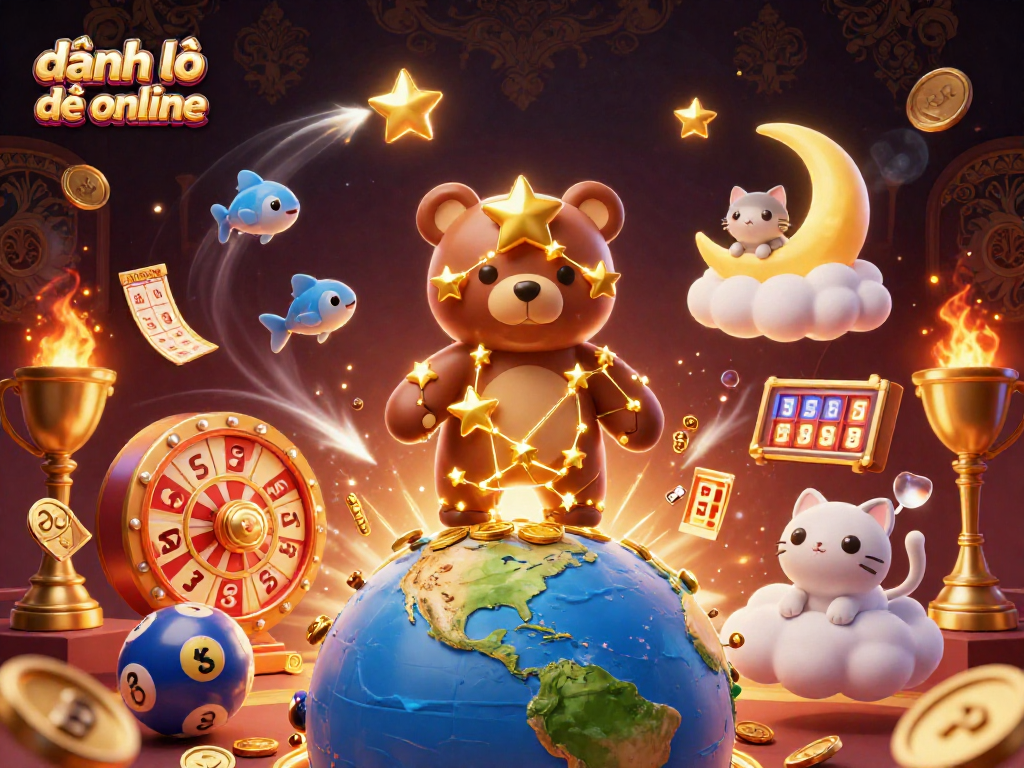 Engage in đánh lô đề online with vibrant 3D characters and lottery elements showcasing thrilling gameplay.