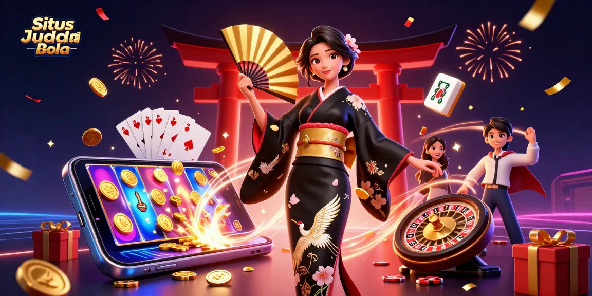 Situs Judi Bola showcases Asian elegance in a vibrant casino scene filled with dynamic gaming elements.