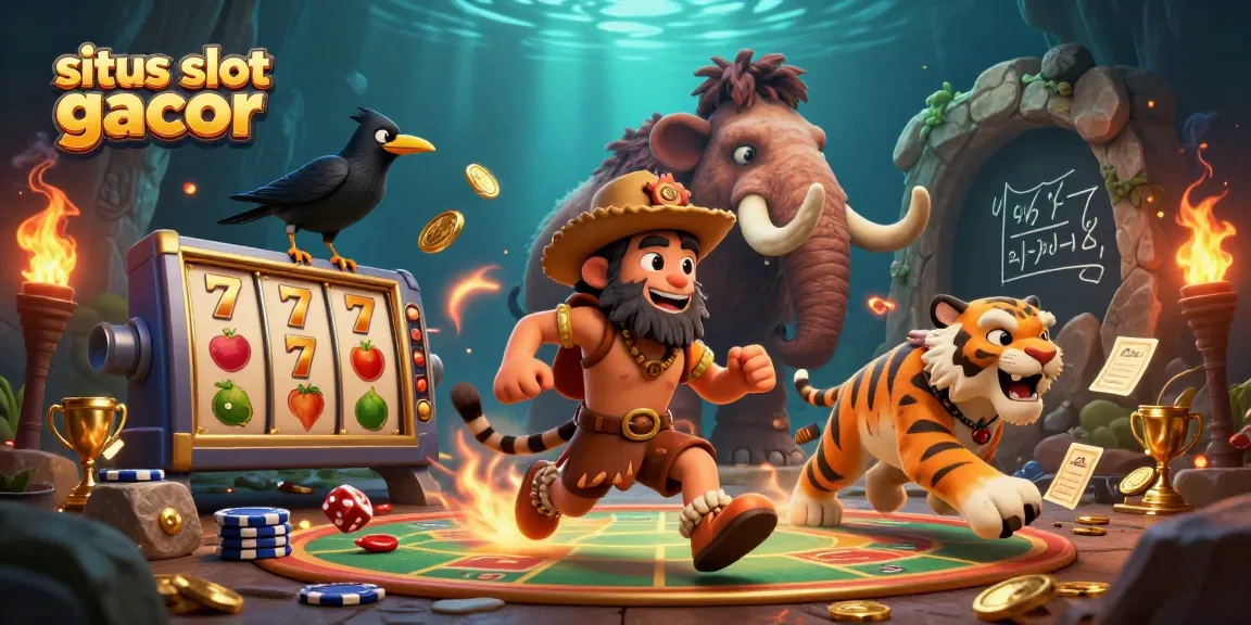 Spin big at situs slot gacor with vibrant casino elements, including playful characters and golden rewards.