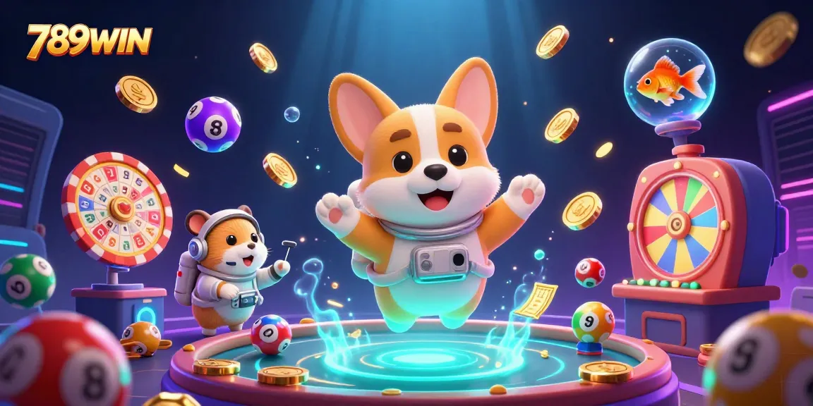 Engage with 789WIN at a vibrant space-themed casino scene filled with floating coins and playful characters.