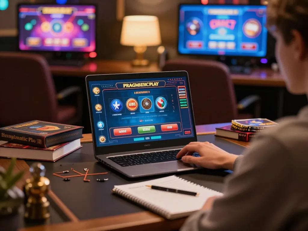 Engage with Pragmaticplay games in a cozy online gaming setup highlighting strategy and comfort.