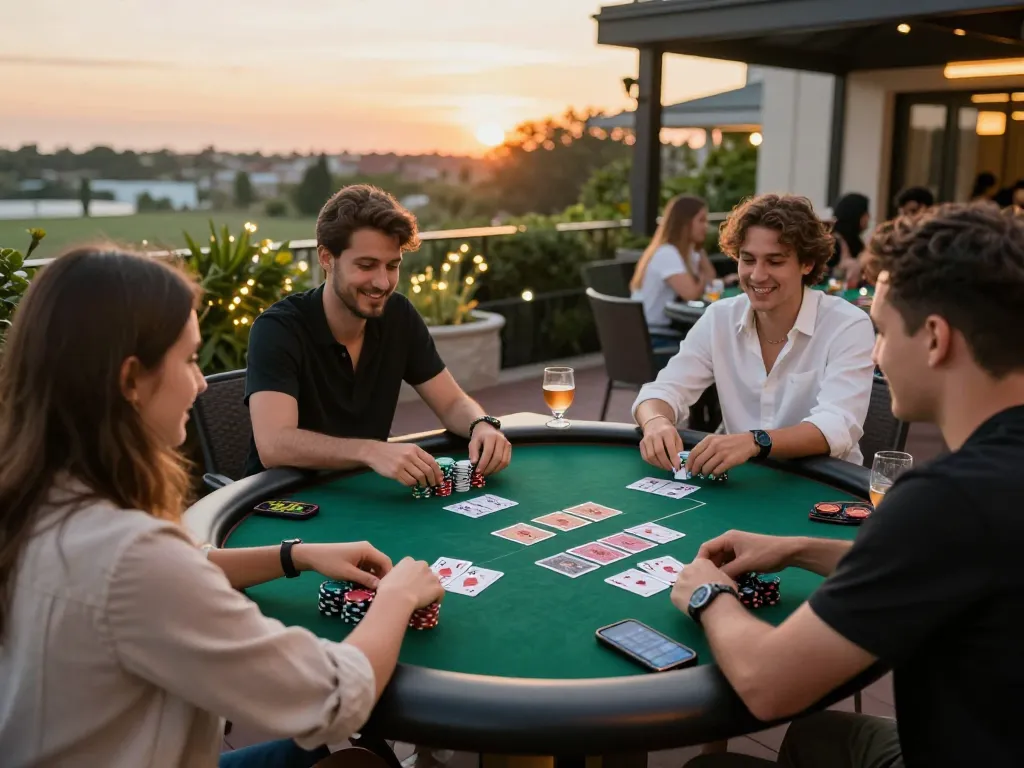 Exciting poker night with friends outdoors featuring strategic gameplay and 23win betting insights.